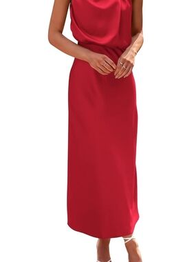Women's Red Maxi Skirt - Sleek Everyday Maxi